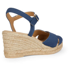 ) Geox D Gelsa Low C Leather Women's Navy Sandals - Blue, 5 (Adults'