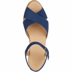 ) Geox D Gelsa Low C Leather Women's Navy Sandals - Blue, 6 (Adults'