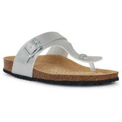 ) Geox D Brionia Metal Synthetic Polyurethane Women's Silver Sandals - Silver, 3 (Adults'