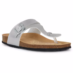 ) Geox D Brionia Metal Synthetic Polyurethane Women's Silver Sandals - Silver, 5 (Adults'
