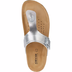 ) Geox D Brionia Metal Synthetic Polyurethane Women's Silver Sandals - Silver, 5 (Adults'