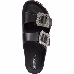 ) Geox D BRIONIA R Leather Women's Black Sandals - Black, 5 (Adults'