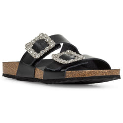 ) Geox D BRIONIA R Leather Women's Black Sandals - Black, 7.5 (Adults'