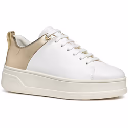 ) Geox D SPHERICA ECUB-2 Women's White/Light Gold Trainers - White, 4 (Adults'