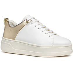) Geox D SPHERICA ECUB-2 Women's White/Light Gold Trainers - White, 4 (Adults'