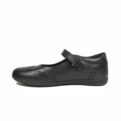 ) J Iberide | Black Leather | Girl's Mary Jane Brogue School Shoes - 1.5 (Children's