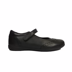 ) J Iberide | Black Leather | Girl's Mary Jane Brogue School Shoes - 2.5 (Adults'