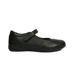 ) J Iberide | Black Leather | Girl's Mary Jane Brogue School Shoes - 2.5 (Adults'