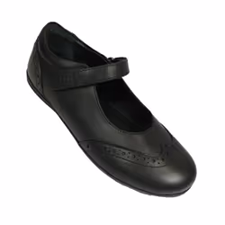 ) J Iberide | Black Leather | Girl's Mary Jane Brogue School Shoes - 2.5 (Adults'