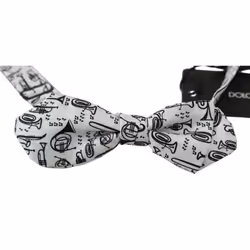 DOLCE & GABBANA Bow Tie Men White Instruments Adjustable Neck Papillon