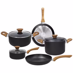 Tognana Porcellane Rock in Wood, Mixed set, Black, Aluminium, Wood, Soft touch, Ceramic, Electric, Gas, Halogen, Induction
