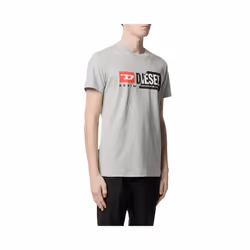 DIESEL T Diego Mens Crew Neck T Shirts Cuty Dual Logo Printed Tee - M, Grey