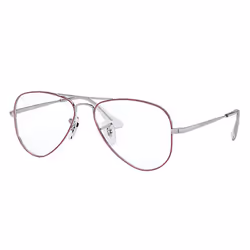 Ray-Ban AVIATOR JUNIOR OPTICS, Child, Unisex, Aviator, Violet, Silver, Non-polarized lens, Metal