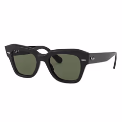 Ray-Ban STATE STREET, Adult, Unisex, Square, Black, Polarized lens, Acetate