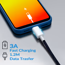 Type C Charging Data Cable, 3A 1.2m, Black