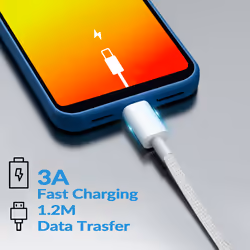 Type C Charging Data Cable, 3A 1.2m, White