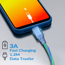 Type C Charging Data Cable, 3A 1.2m, light up when charging