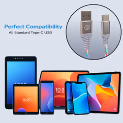 Type C Charging Data Cable, 3A 1.2m, light up when charging