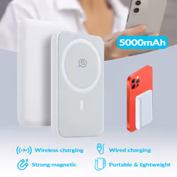 5000 mAh Wireless Charging Power Bank, magnetic attachment