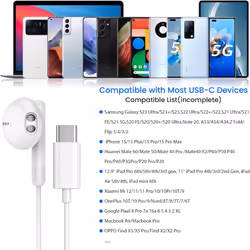 Type C Handsfree Earphone with Mic, 1.2M cable, 3 Colors Mixed
