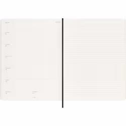 Weekly Planner, Weekly Agenda with Space for Notes 12 Months 2025, Soft Cover and Elastic Closure, Black Color, Extra Large Format 19x25 cm