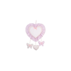 - Aida Canvas Heart Shaped Birth Announcement Ribbon to Embroider, with Butterfly and Heart Shaped Pendants, Made of Cotton, Ideal for Hanging, 100%