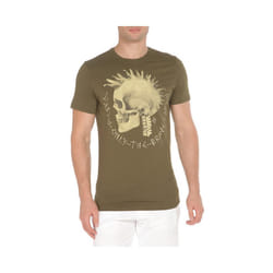 DIESEL T FEDDO Mens T Shirt Crew Neck Short Sleeve Cotton Tee Olive Mohawk Print - S
