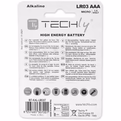 Techly Blister 4 Batteries High Power Mini Stilo AAA Alkaline LR03 1.5V IBT-KAL-LR03T