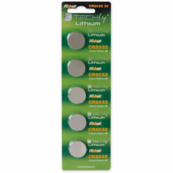 Techly Lithium Button Batteries CR2032 (set of 5 pcs) IBT-KCR2032, Single-use battery, CR2032, Lithium, 3 V, 5 pc(s), 210 mAh
