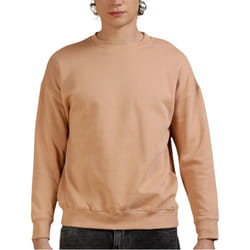 DIESEL F LYM 0NQAZ Mens Crew Neck Sweatshirt Pullover Cotton Jumper Casual Top - Peach, XL