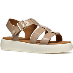 ) Geox D CAMALEI Synthetic Polyurethane Women's Caramel Sandals - Brown, 4 (Adults'