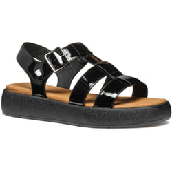 ) Geox D CAMALEI Synthetic Polyurethane Women's Black Sandals - Black, 4 (Adults'