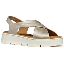 ) Geox D DANDRA 40 Synthetic Polyurethane Women's Light Gold Sandals - Gold, 5 (Adults'
