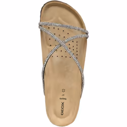 ) Geox D BRIONIA R Polyester Women's Black/Silver Sandals - Black, 3 (Adults'