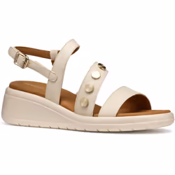 ) Geox D MELICONIA Synthetic Polyurethane Women's Papyrus Wedges - White, 7.5 (Adults'
