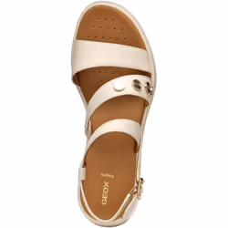 ) Geox D MELICONIA Synthetic Polyurethane Women's Papyrus Wedges - White, 7.5 (Adults'