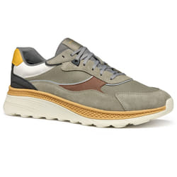 ) Geox U SPHERICA ACTIF X1 Polyester Blend Men's Sage/Brown Trainers - Green, 10 (Adults'