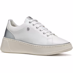 ) Geox D SUNNETTY Synthetic Polyurethane Women's White/Silver Trainers - White, 5 (Adults'