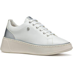 ) Geox D SUNNETTY Synthetic Polyurethane Women's White/Silver Trainers - White, 5 (Adults'