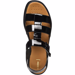 ) Geox D CAMALEI Synthetic Polyurethane Women's Black Sandals - Black, 7 (Adults'