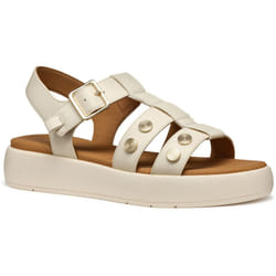 ) Geox D CAMALEI Synthetic Polyurethane Women's Papyrus Sandals - White, 6 (Adults'