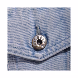 DIESEL DE VISE 084IR Womens Trucker Jacket Distress Long Sleeve Denim Coat Blue - Small