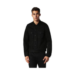 DIESEL D-ASH FUR 0GAQF Mens Denim Jeans Jacket Button Winter Outwear Black Coat - Large