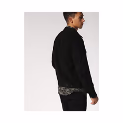 DIESEL D-ASH FUR 0GAQF Mens Denim Jeans Jacket Button Winter Outwear Black Coat - Large