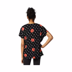 DIESEL T HANNA AI 0GAOJ Women T-shirt Casual Crew Neck Polka Dots Tops Black Tee - XS