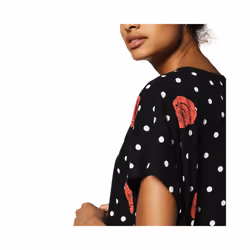 DIESEL T HANNA AI 0GAOJ Women T-shirt Casual Crew Neck Polka Dots Tops Black Tee - 2XS