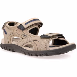 ) Geox UOMO SANDAL STRADA Men's Sand/Navy Flip Flops - Brown, 7 (Adults'