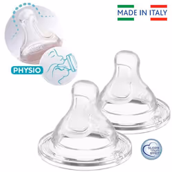 "Mama-Effect" Silicone Teat Pack of 4 // 0m+ Newborn Size 1 Normal Flow Made in Italy