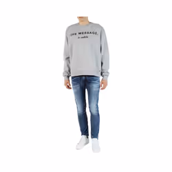 DIESEL S POND GR Mens Oversized Sweatshirt Crew Neck Winter Pullover Jumper Grey - XL