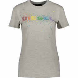 DIESEL T-SILY Womens T Shirts Ladies Summer Tops - Grey, XS